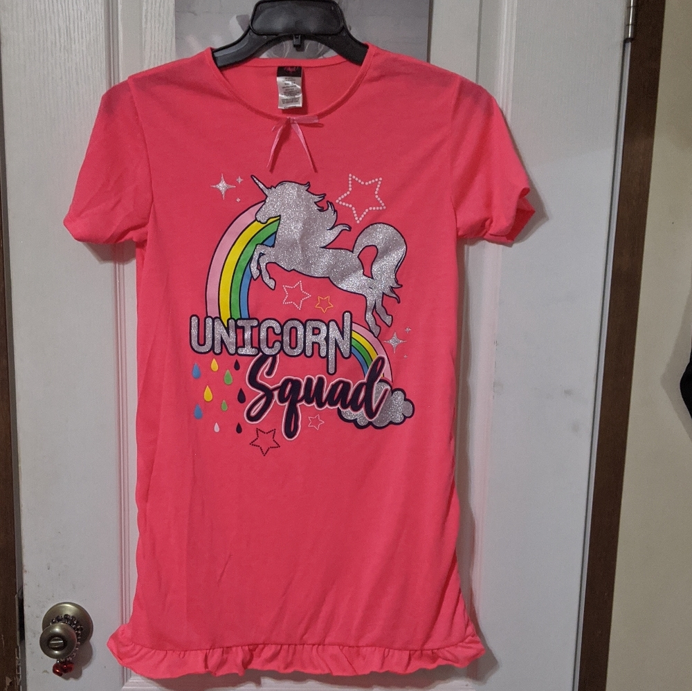 SALE Angel Face Girl Unicorn Squad Rainbow Nightgown PJs Pajamas by Tuff